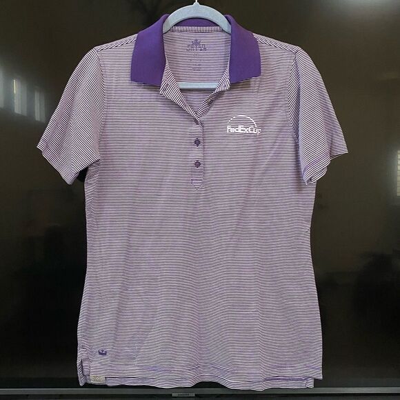 Peter Millar Women's Purple Striped Polo FedEx Cup, Size L - Picture 1 of 7